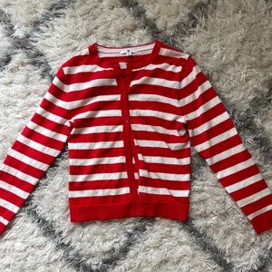 Uniqlo kid's red and white striped jacket